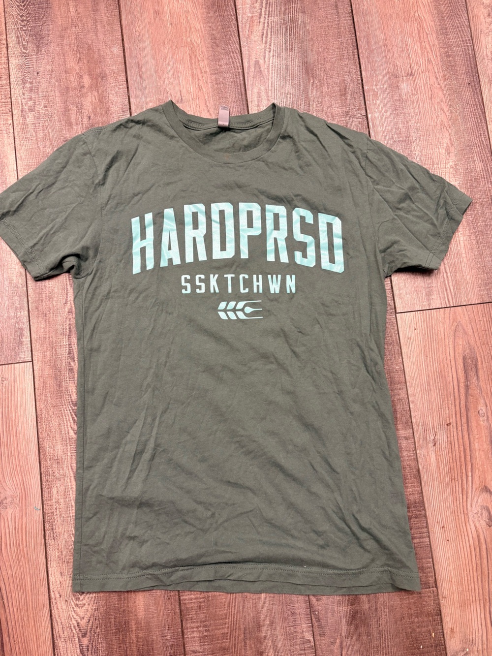 Zara Olive Green Short Sleeve Tee with Mint Graphic